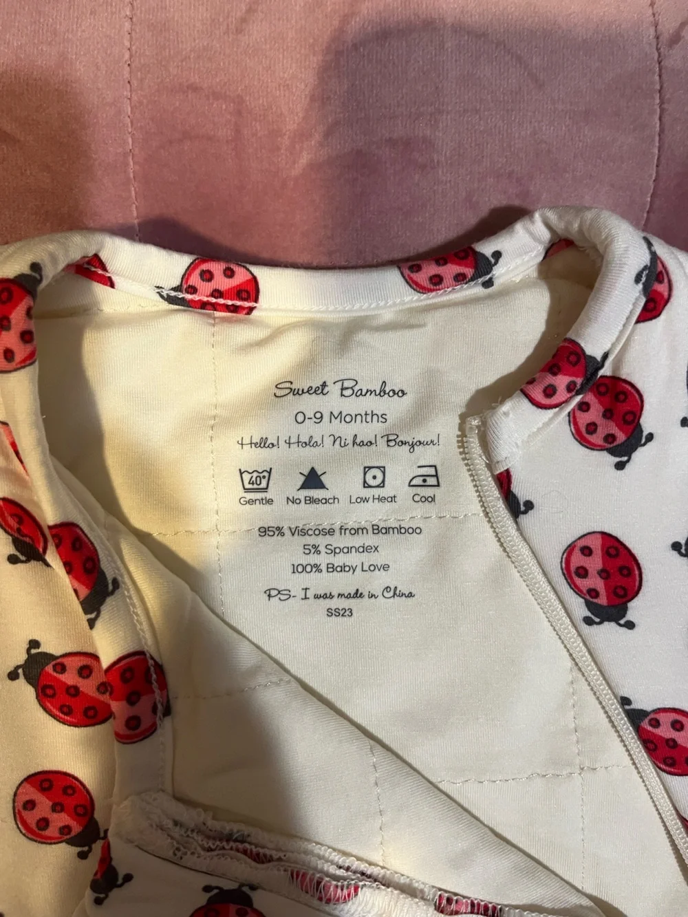 NWT 🌟 Sweet Bamboo Ladybug Sleep Sack- White & Red 0-9 months